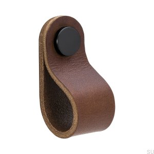 Möbelgriff Loop Round 65, Leder braun mit schwarz