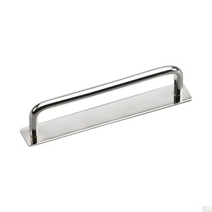 Länglicher Möbelgriff mit Royal Deluxe Pad 128 Messing vernickelt