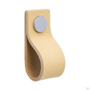 Schleife 65 Möbelgriff, Naturleder mit Chrom