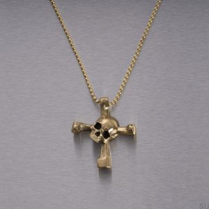Skull Travis Barker Percussion Key Halskette Messing poliert