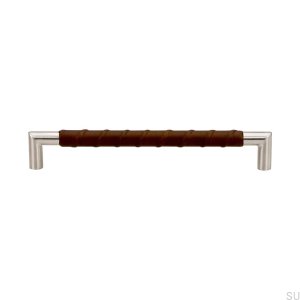 Länglicher Möbelgriff Standard 12 192 Braunes Leder. Edelstahl