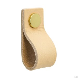 Schleife 65 Möbelgriff, Naturleder mit Gold