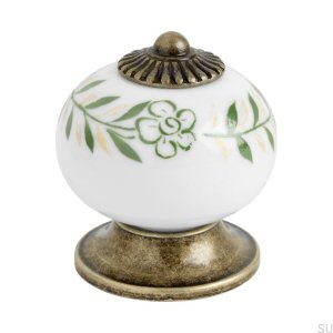 Möbelknopf 8131 Porzellan antikes Gold