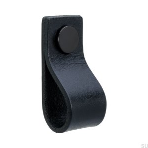 Schleife 65 Möbelgriff, schwarzes und schwarzes Leder