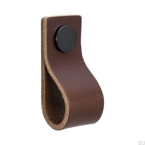 Schleife 65 Möbelgriff, braun mit schwarzem Leder