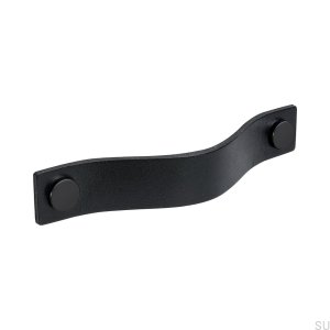 Schlaufe 128 Möbelgriff, schwarz mit schwarzem Leder