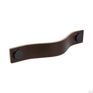 Schleife 128 Möbelgriff, braun mit schwarzem Leder