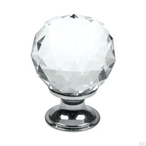 Diamantmöbelknopf Glas mit silberner Basis