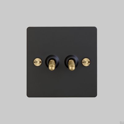 2G Dual Switch Schwarz/Messing [El420] Englischer Standard