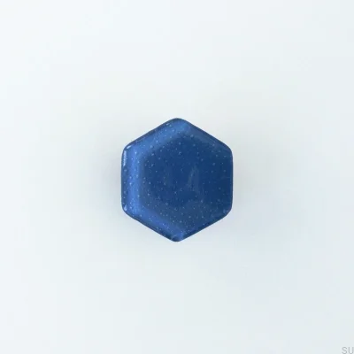 Hexagon Möbelknopf Glas Marineblau