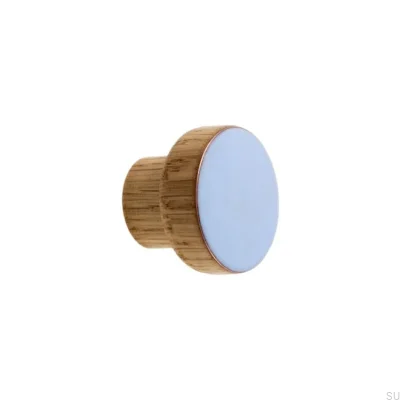 Möbelknopf Schlicht Holz Emaille hellblau geölt farblos seidenmatt