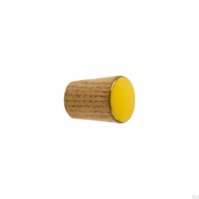 Möbelknopf Schlichter Kegel Holz emailliert gelb geölt farblos seidenmatt