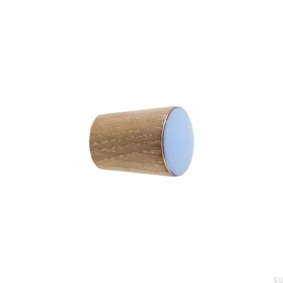 Möbelknopf Einfacher Kegel Holz Emailliert Hellblau Öl Weiß