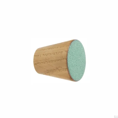 Möbelknopf Melange Holz grün emailliert - farblos seidenmatt geölt
