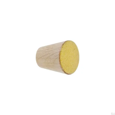 Möbelknopf Melange Holz Gelb Emailliert - Ölweiß