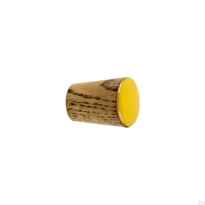 Möbelknauf Einfacher Kegel aus Holz, emailliert, gelb getöntes Öl