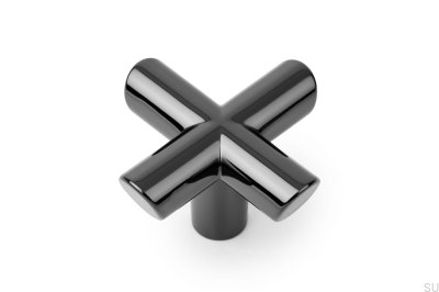 Equis Möbelknopf aus schwarzem, poliertem Nickel