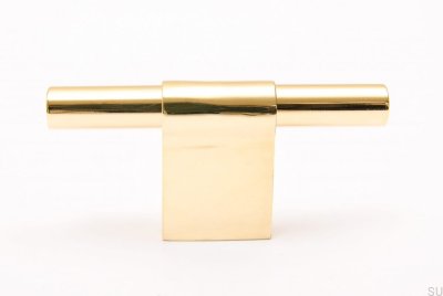 Möbelgriff T-Bar Line 12 Gold Messing poliert unlackiert