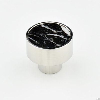 Marbelo L möbelknopp, stål, svart marmor