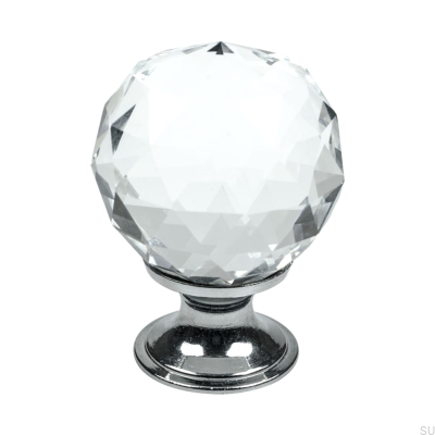 Diamantmöbelknopf Glas mit silberner Basis