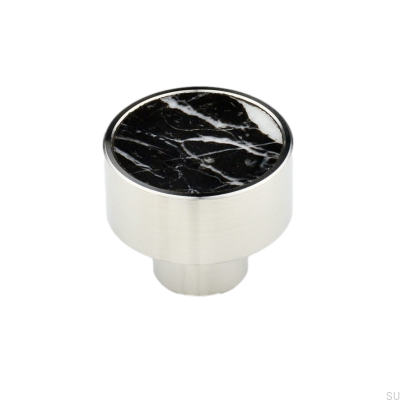 Marbelo L möbelknopp, stål, svart marmor
