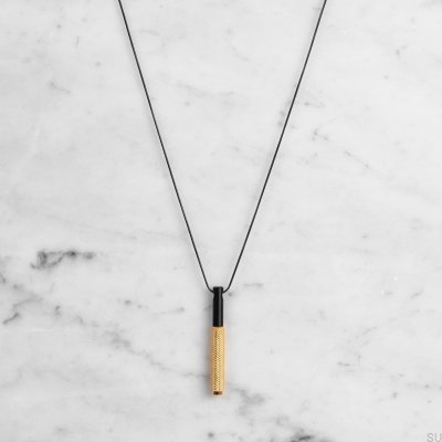 Vertikale Halskette aus Messing in Schwarz / Gold