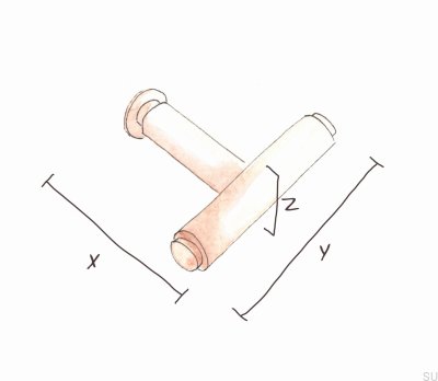 T-Griffstange für Möbel mit Kreuzplatte, Stahl 95, schwarz