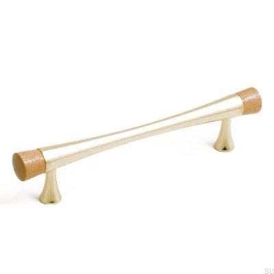 Länglicher Möbelgriff 4955 Gold mit Holzelementen