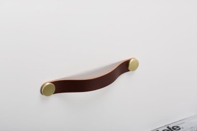 Möbelgriff Flexa 160, Leder, braun mit Gold