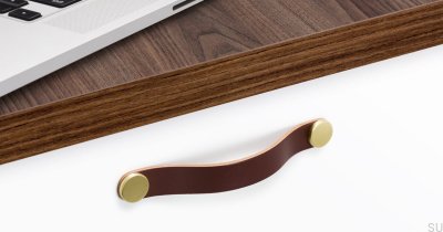 Möbelgriff Flexa 160, Leder, braun mit Gold