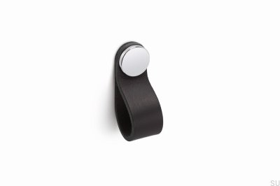 Möbelgriff Flexa 70, schwarzes Leder mit Silber