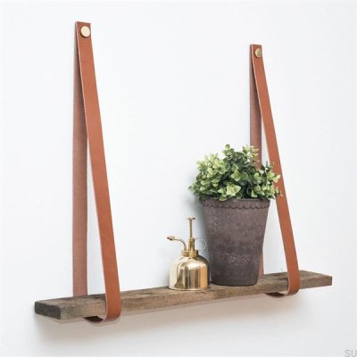 Brauner Kleiderbügel aus Leder und Messing