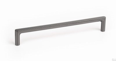 Pura 160 länglicher Möbelgriff, Metall, schwarzes Titan, poliert