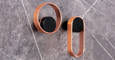 Orbit 75 Schwarzer Wandhalter mit gebürstetem Kupfer Eco