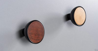 Bol Schwarzer Wandhalter mit Sapeli-Öko-Holz