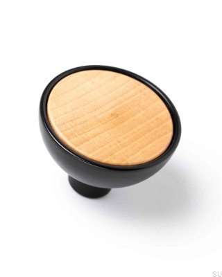 Möbelknopf Bol Black mit Buchenholz