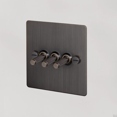 Dreifach-Kreuzschalter 3G, Messing, gebrannte Bronze, britischer Standard