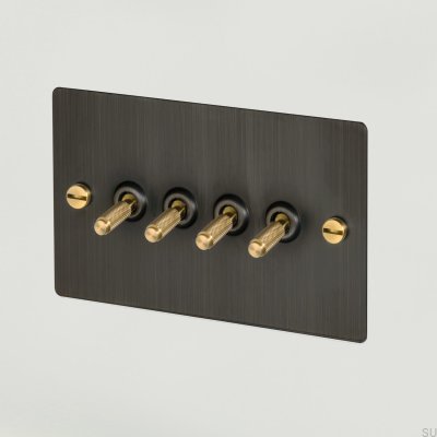 Kreuz 4G Messing, gebrannte Bronze, mit britischem Standard-Vierfachschalter aus Messing