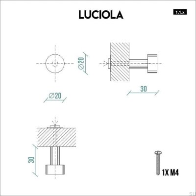 Möbelknopf Luciola 20 Gebürsteter Stahl