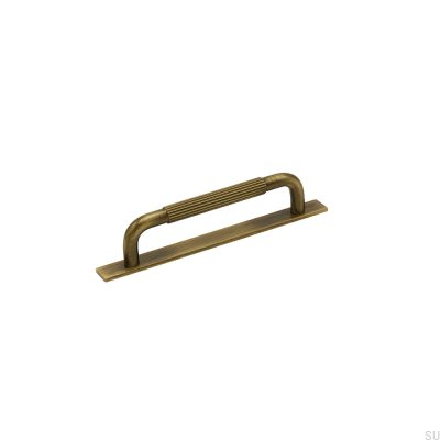 Verlängerter Möbelgriff mit Helix Stripe 128 Unterlegscheibe Antik bronze