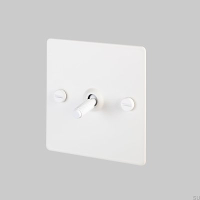 Einzel-Kreuzschalter, 1G, Stahl, Weiß, Britischer Standard
