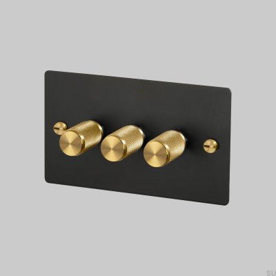 Cross 3G 120W LED-Dimmer, Stahl Schwarz mit Messing, Britischer Standard