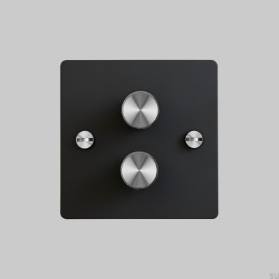LED-Dimmer Cross 2G 120W Stahl Schwarz mit Silber Britischer Standard