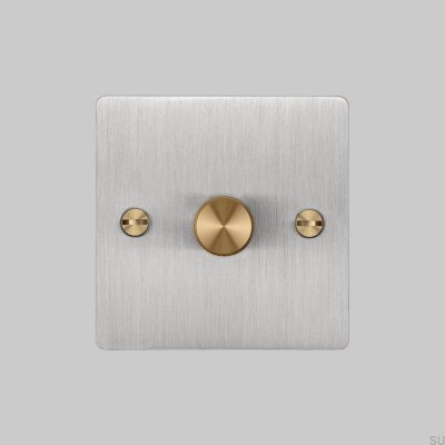 Cross 1G 120W LED-Dimmer, Stahl Silber mit Messing, Britischer Standard