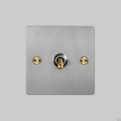 Einzelkreuzschalter, 1G, Stahl, Silber, Messing, Britischer Standard