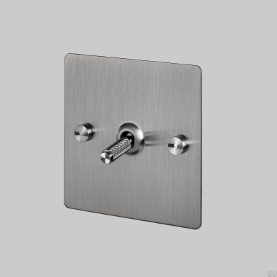 Einzelkreuzschalter, 1G, Stahl, Silber, Britischer Standard
