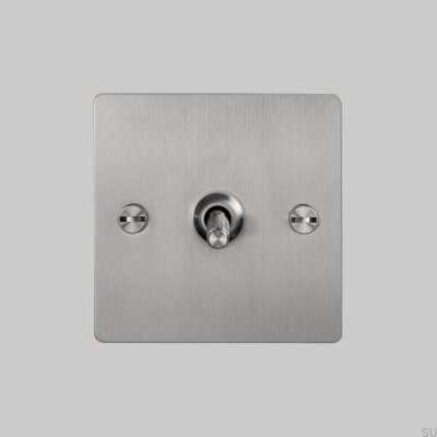 Einzelkreuzschalter, 1G, Stahl, Silber, Britischer Standard