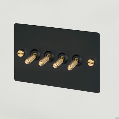 Cross 4G Quad Switch, Stahl, Schwarz mit Messing, Britischer Standard