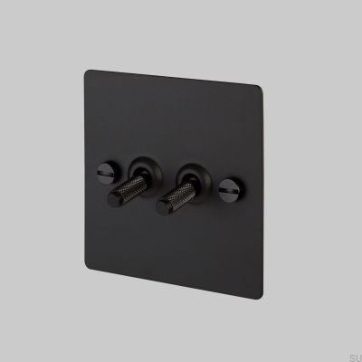 Doppelschalter Kreuz 2G Stahl Schwarz Britischer Standard