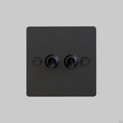 Doppelschalter Kreuz 2G Stahl Schwarz Britischer Standard